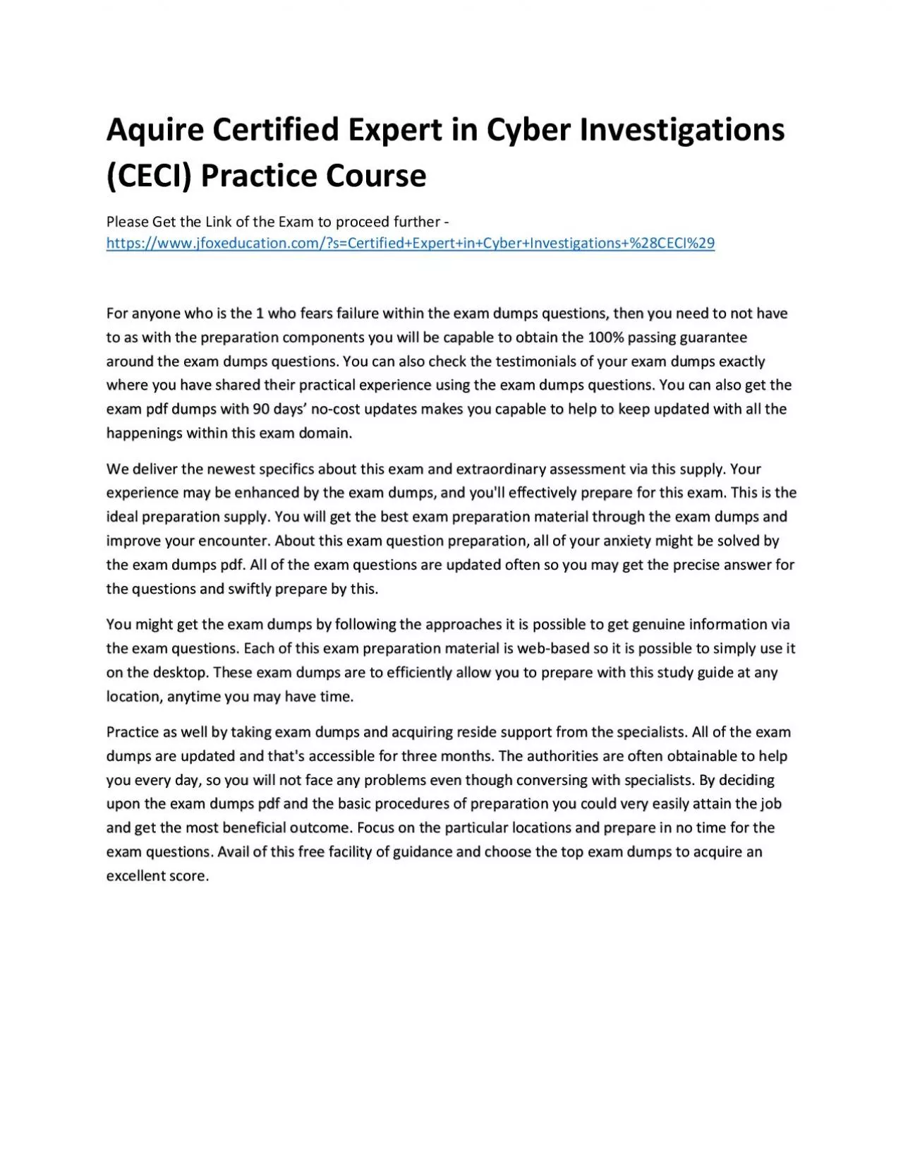 PDF-Aquire Certified Expert in Cyber Investigations (CECI) Practice Course