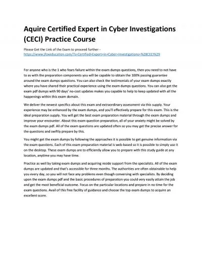 Aquire Certified Expert in Cyber Investigations (CECI) Practice Course