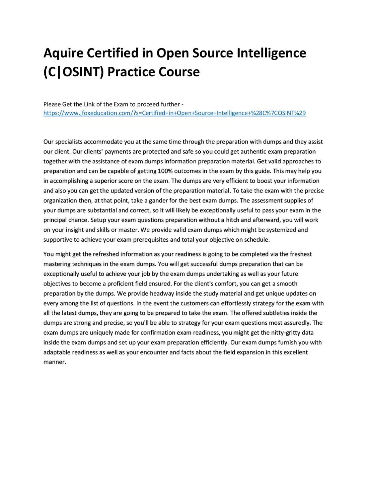 PDF-Aquire Certified in Open Source Intelligence (C|OSINT) Practice Course