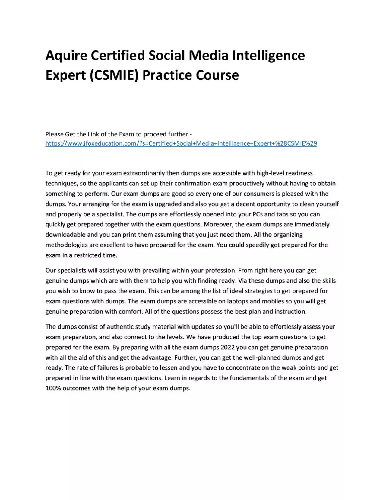 PDF-Aquire Certified Social Media Intelligence Expert (CSMIE) Practice Course