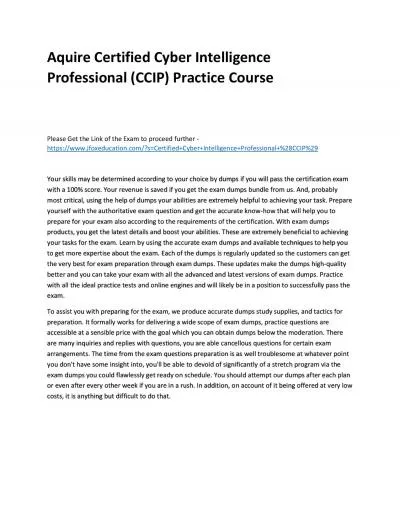 Aquire Certified Cyber Intelligence Professional (CCIP) Practice Course