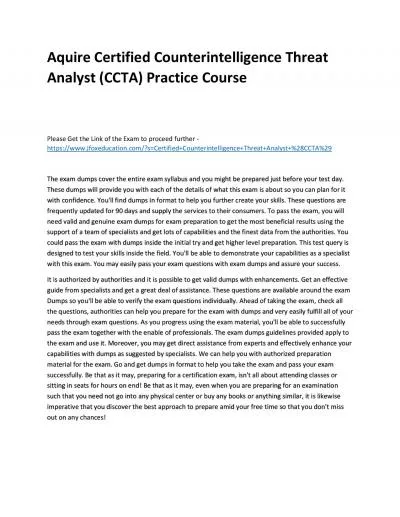 Aquire Certified Counterintelligence Threat Analyst (CCTA) Practice Course