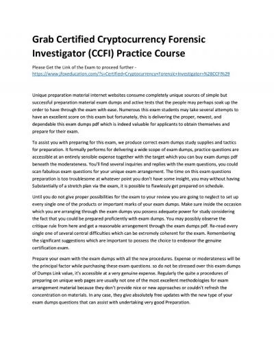 Grab Certified Cryptocurrency Forensic Investigator (CCFI) Practice Course