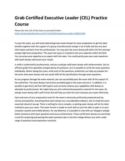 Grab Certified Executive Leader (CEL) Practice Course
