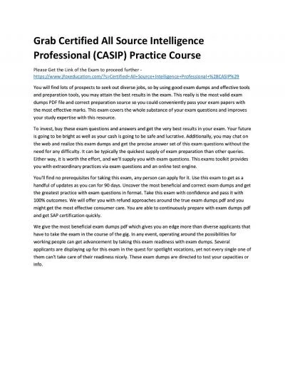 Grab Certified All Source Intelligence Professional (CASIP) Practice Course