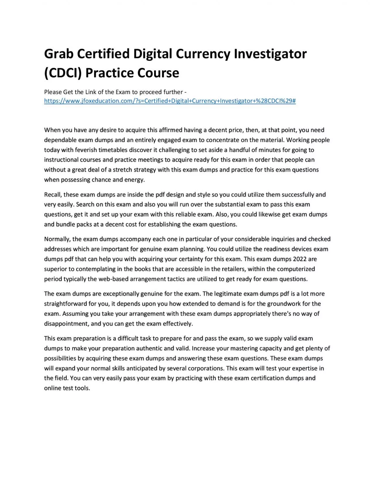 PDF-Grab Certified Digital Currency Investigator (CDCI) Practice Course