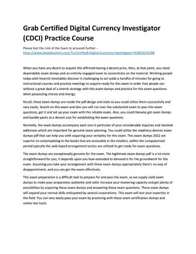 Grab Certified Digital Currency Investigator (CDCI) Practice Course