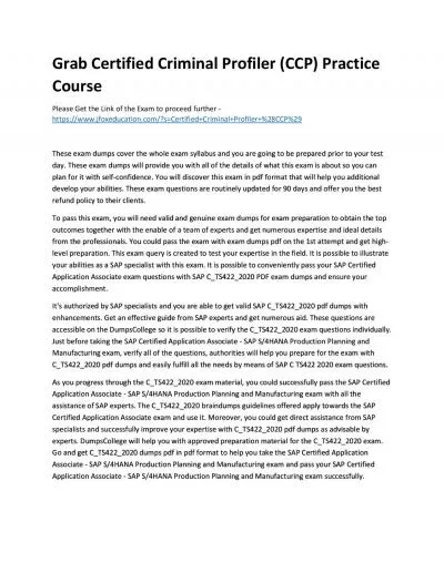 Grab Certified Criminal Profiler (CCP) Practice Course