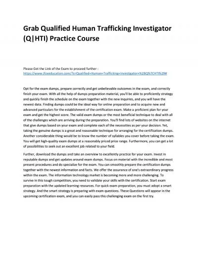 Grab Qualified Human Trafficking Investigator (Q|HTI) Practice Course