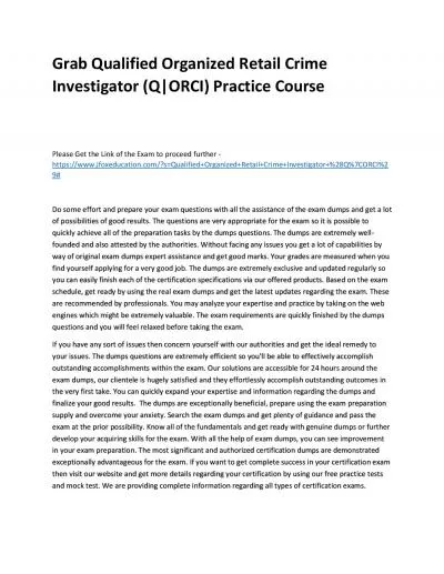 Grab Qualified Organized Retail Crime Investigator (Q|ORCI) Practice Course