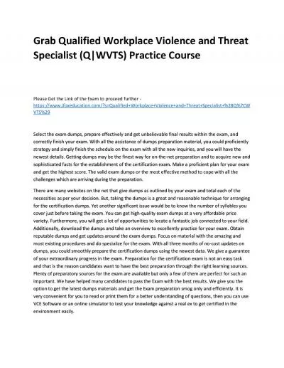 Grab Qualified Workplace Violence and Threat Specialist (Q|WVTS) Practice Course