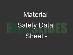 Material Safety Data Sheet -
