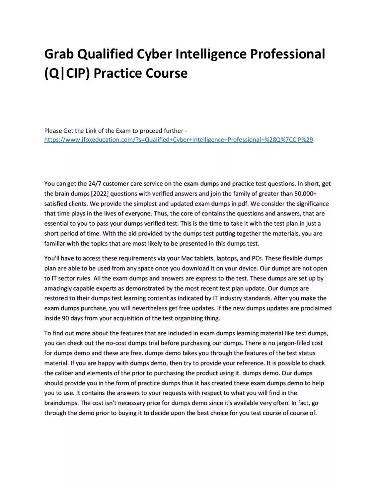 PDF-Grab Qualified Cyber Intelligence Professional (Q|CIP) Practice Course