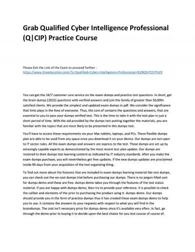 Grab Qualified Cyber Intelligence Professional (Q|CIP) Practice Course