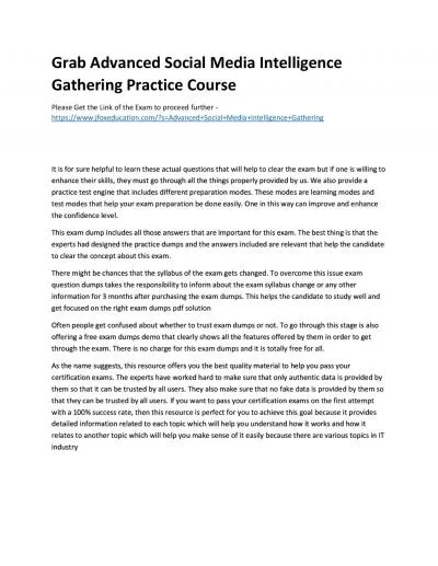 Grab Advanced Social Media Intelligence Gathering Practice Course