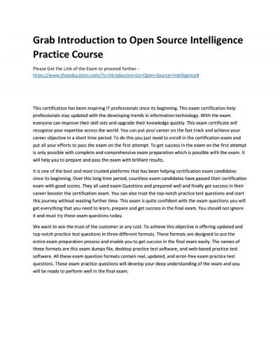 Grab Introduction to Open Source Intelligence Practice Course