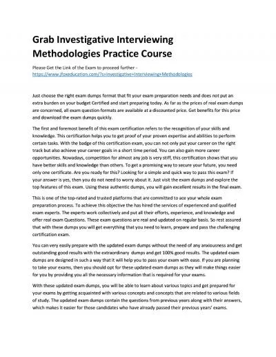 Grab Investigative Interviewing Methodologies Practice Course