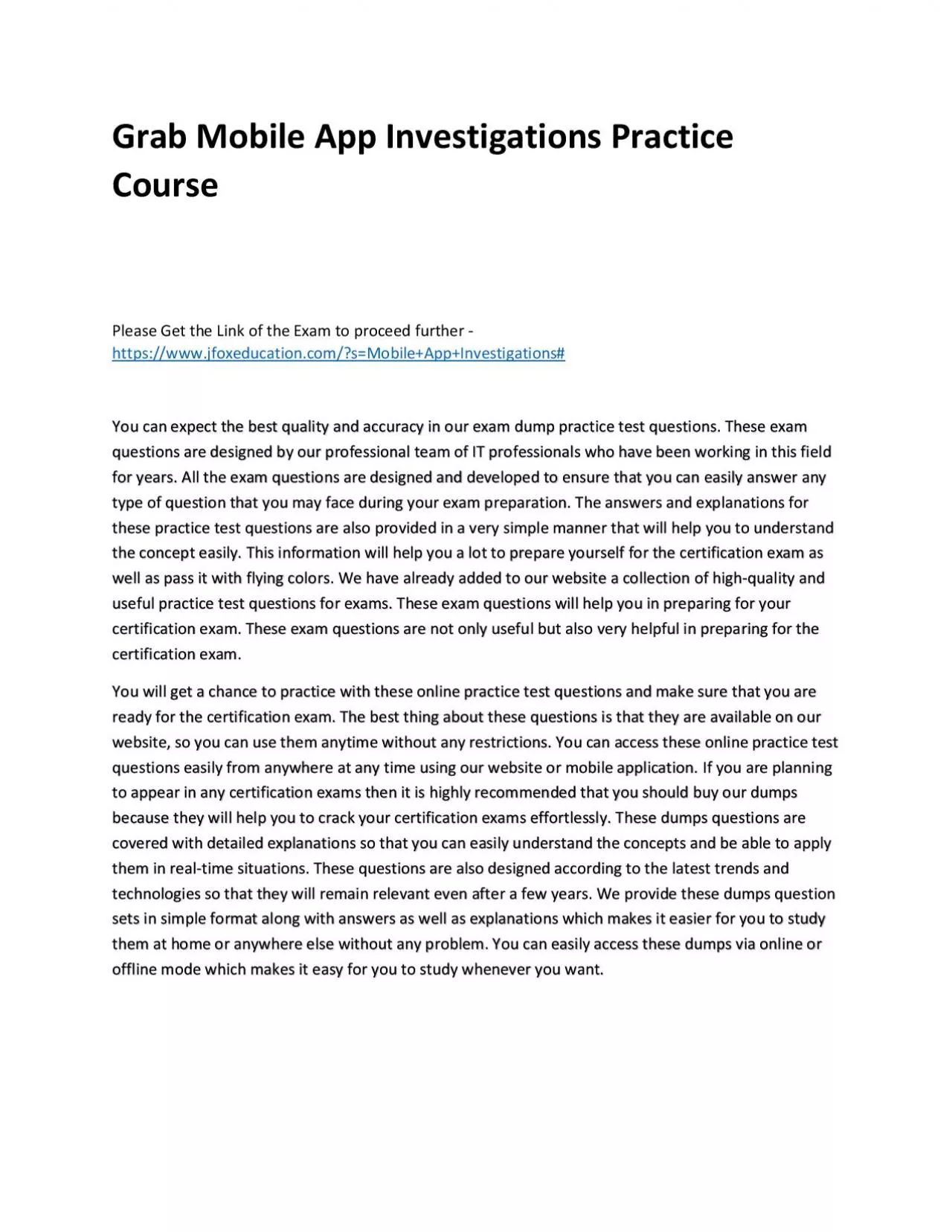 PDF-Grab Mobile App Investigations Practice Course