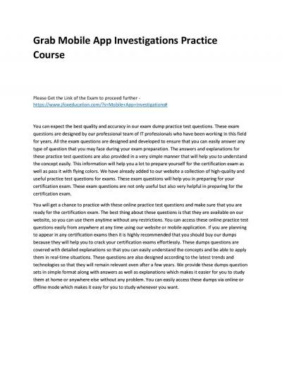 Grab Mobile App Investigations Practice Course