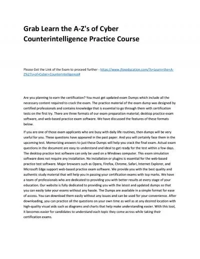 Grab Learn the A-Z\'s of Cyber Counterintelligence Practice Course