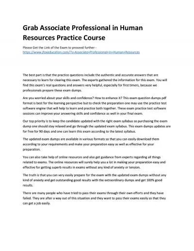 Grab Associate Professional in Human Resources Practice Course