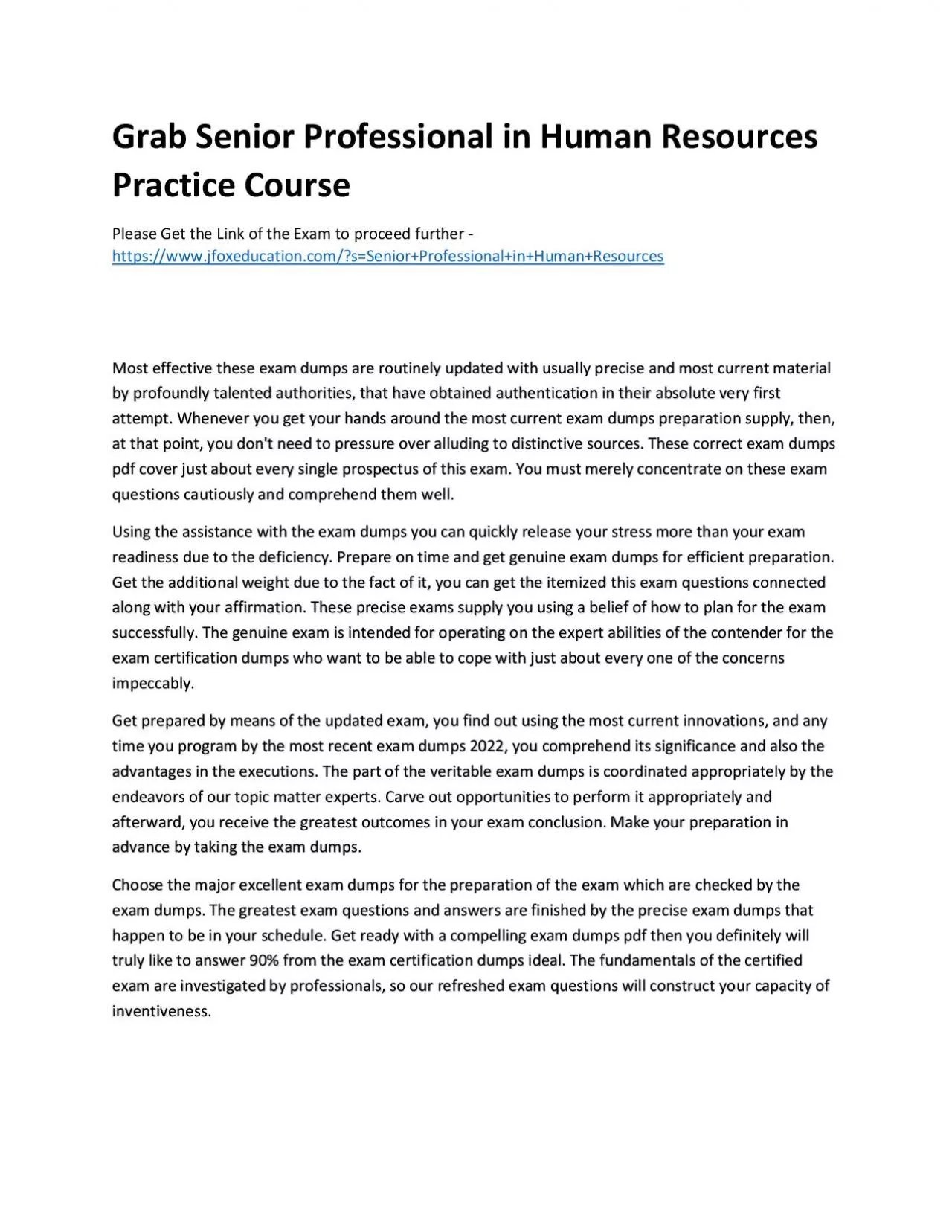 PDF-Grab Senior Professional in Human Resources Practice Course