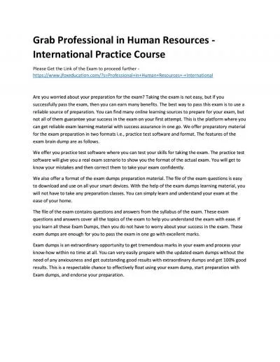 Grab Professional in Human Resources - International Practice Course