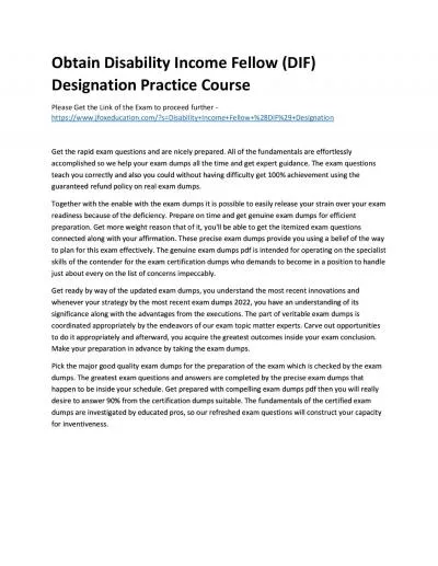 Obtain Disability Income Fellow (DIF) Designation Practice Course