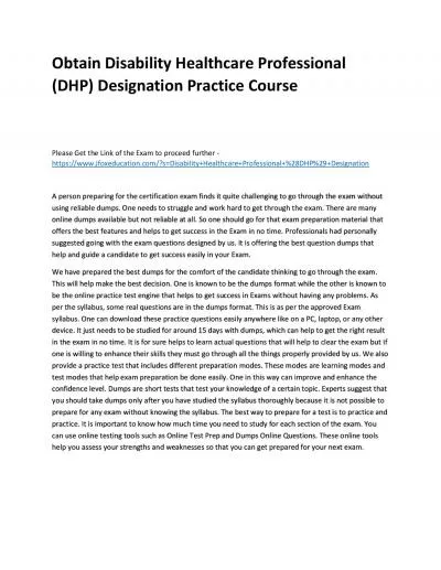 Obtain Disability Healthcare Professional (DHP) Designation Practice Course