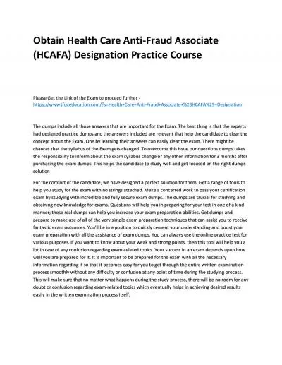 Obtain Health Care Anti-Fraud Associate (HCAFA) Designation Practice Course