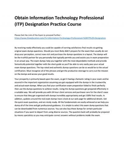 Obtain Information Technology Professional (ITP) Designation Practice Course