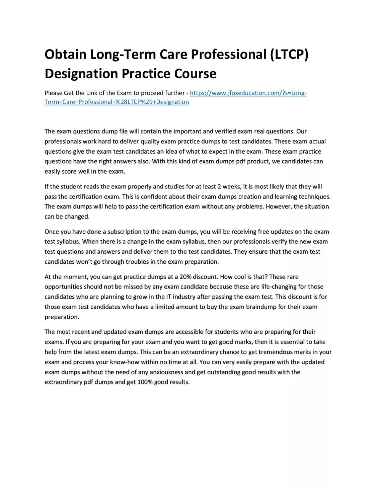 PDF-Obtain Long-Term Care Professional (LTCP) Designation Practice Course