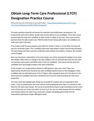 Obtain Long-Term Care Professional (LTCP) Designation Practice Course