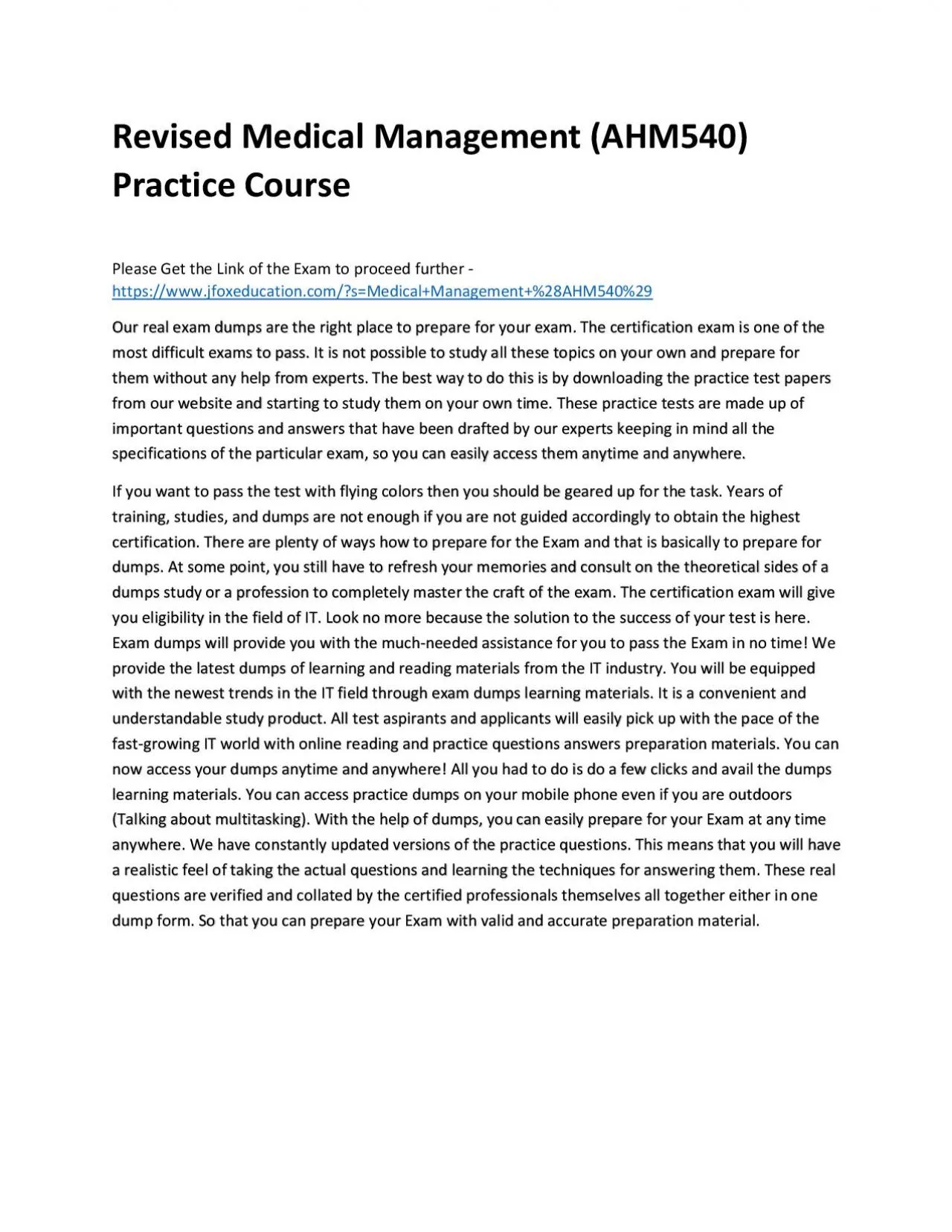 PDF-Revised Medical Management (AHM540) Practice Course