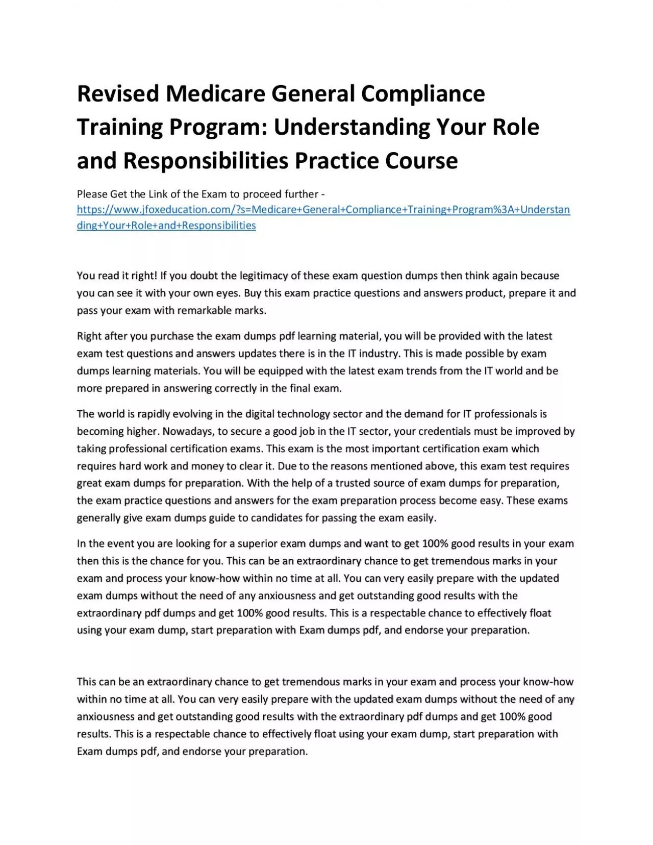 PDF-Revised Medicare General Compliance Training Program: Understanding Your Role and Responsibilities