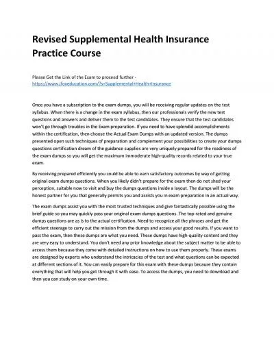 Revised Supplemental Health Insurance Practice Course