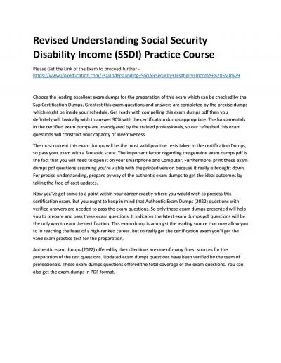 Revised Understanding Social Security Disability Income (SSDI) Practice Course