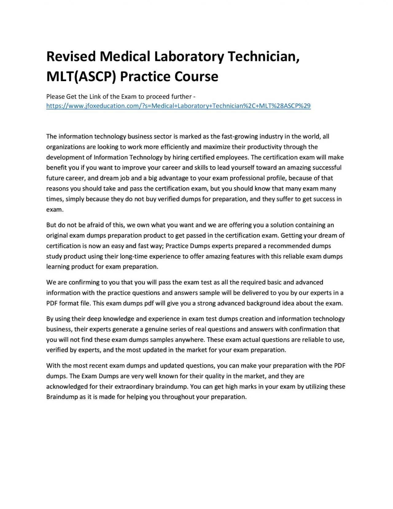 PDF-Revised Medical Laboratory Technician, MLT(ASCP) Practice Course