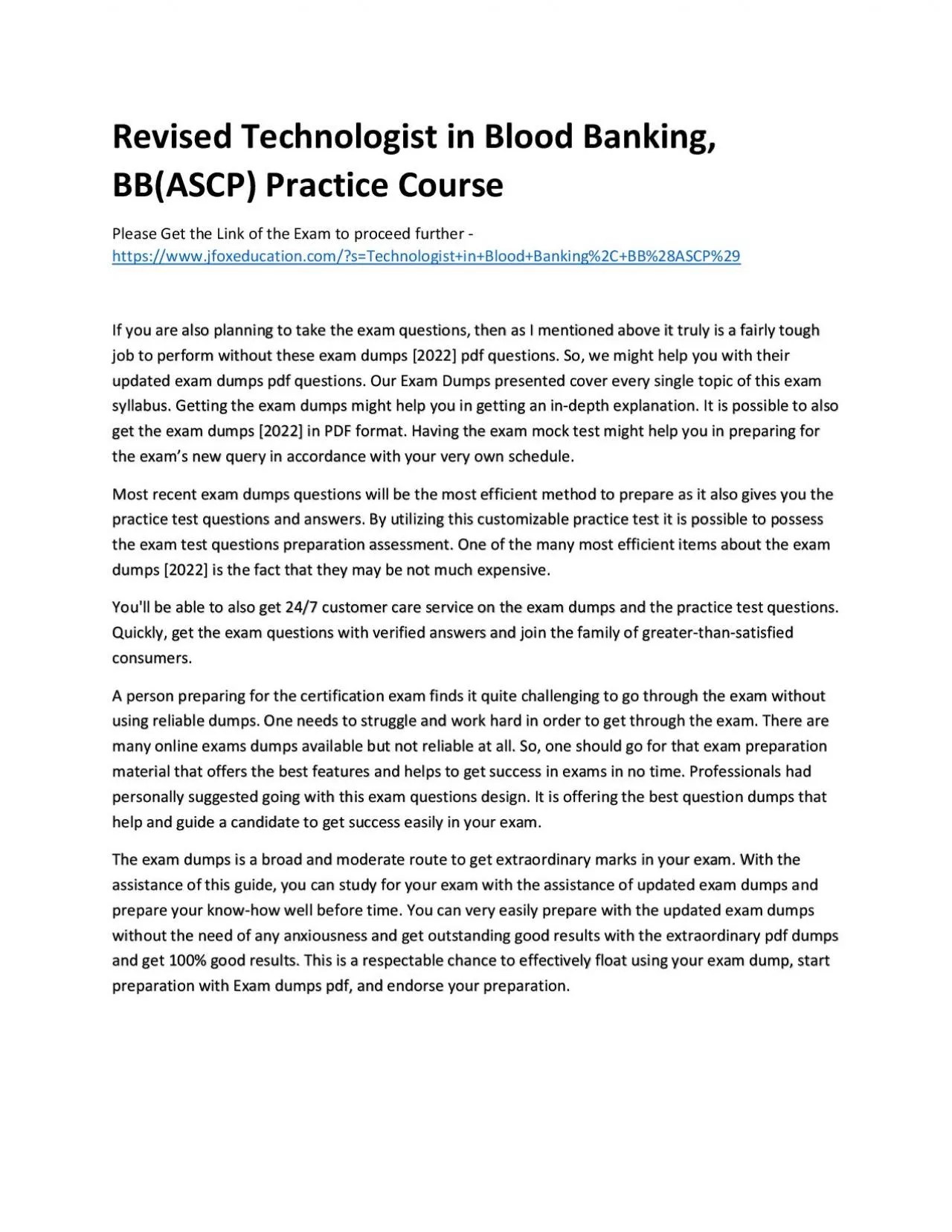 PDF-Revised Technologist in Blood Banking, BB(ASCP) Practice Course