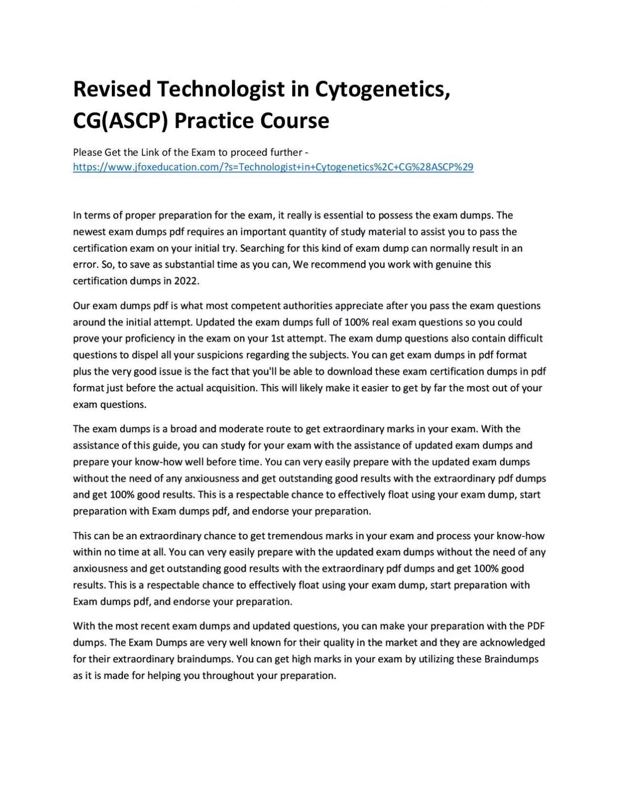 PDF-Revised Technologist in Cytogenetics, CG(ASCP) Practice Course