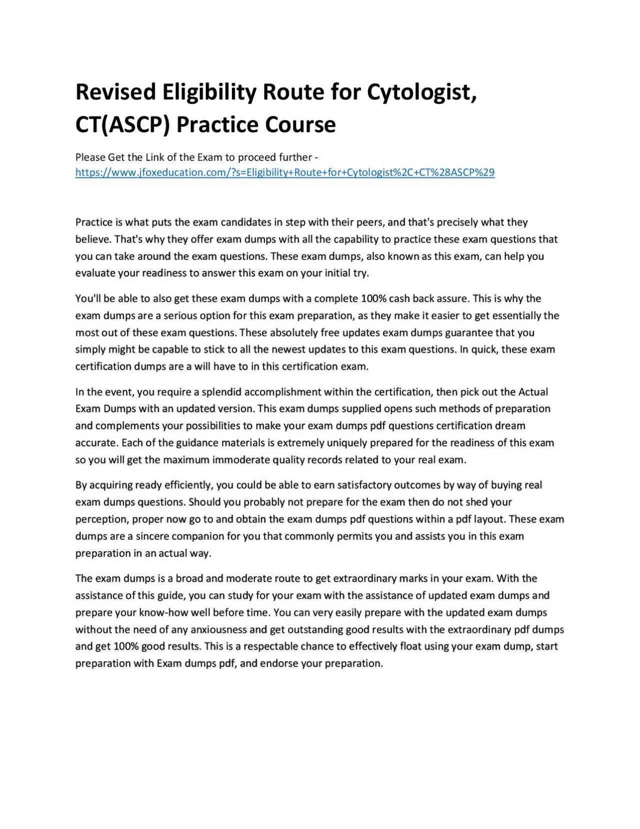 PDF-Revised Eligibility Route for Cytologist, CT(ASCP) Practice Course