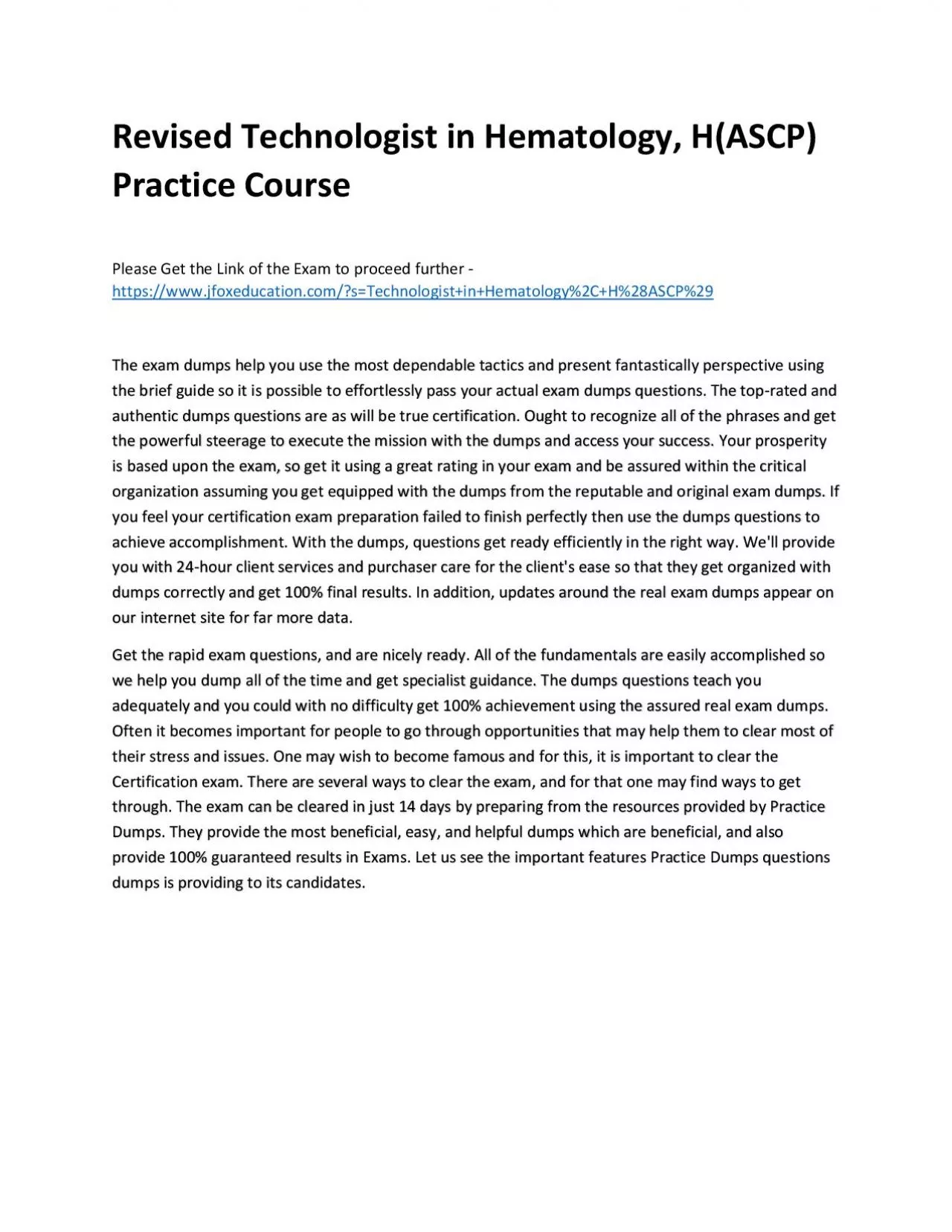 PDF-Revised Technologist in Hematology, H(ASCP) Practice Course