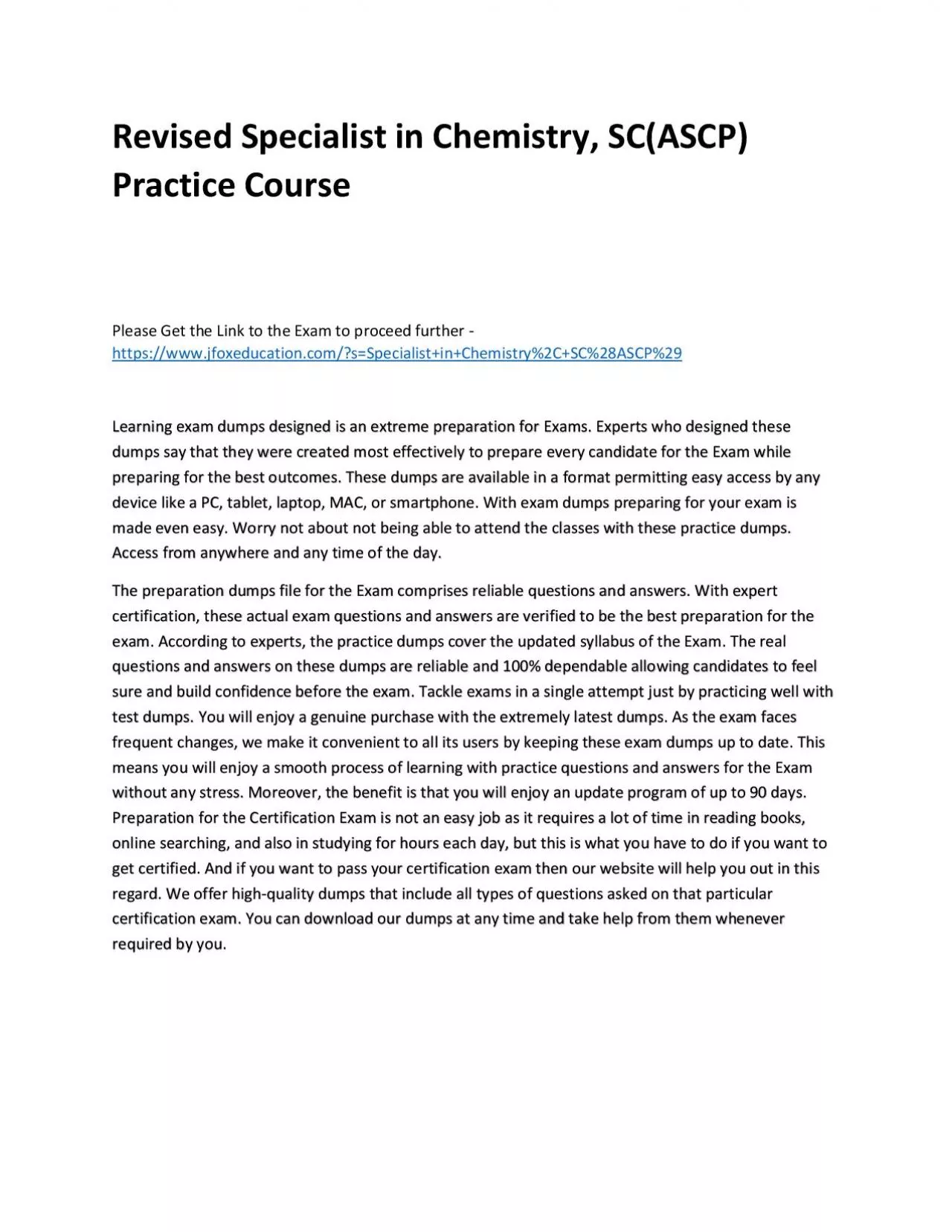 PDF-Revised Specialist in Chemistry, SC(ASCP) Practice Course