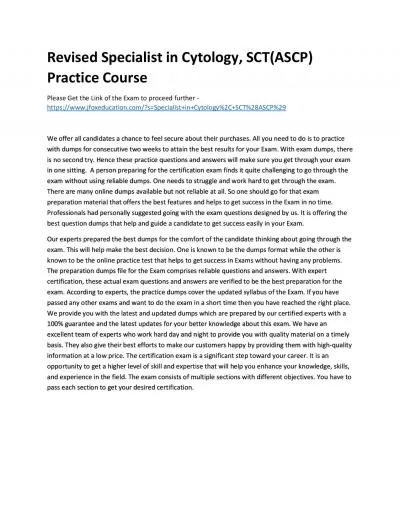 Revised Specialist in Cytology, SCT(ASCP) Practice Course