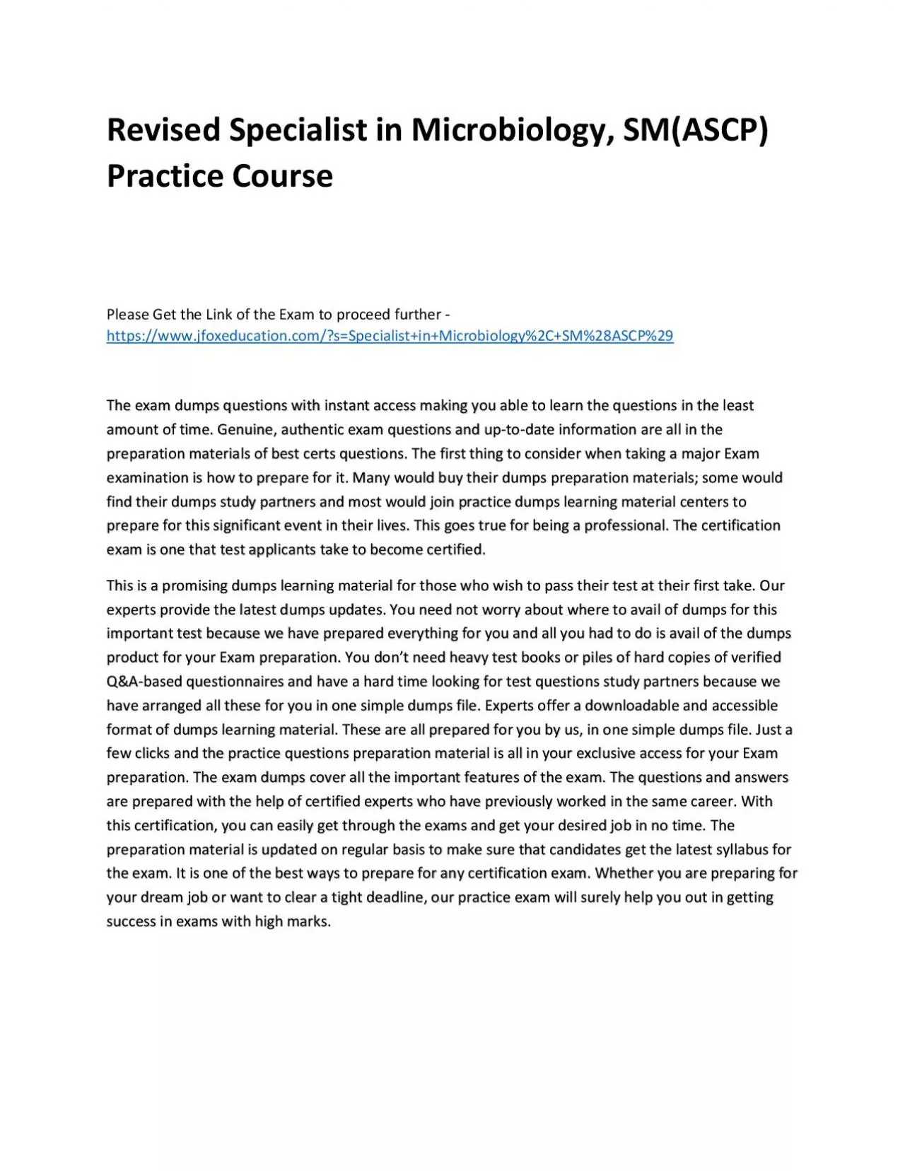 PDF-Revised Specialist in Microbiology, SM(ASCP) Practice Course