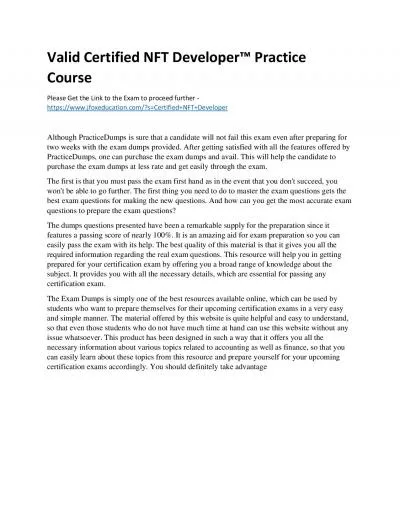 Valid Certified NFT Developer™ Practice Course