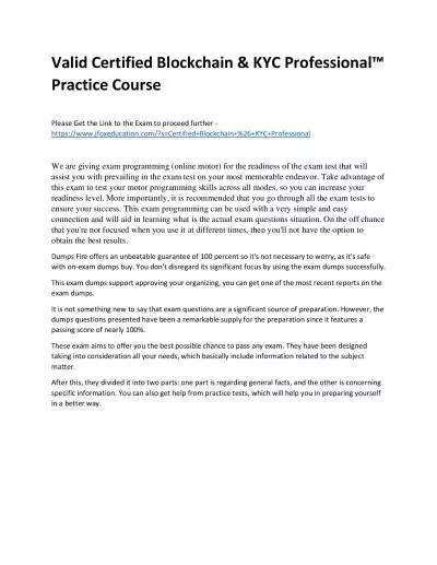 Valid Certified Blockchain & KYC Professional™ Practice Course