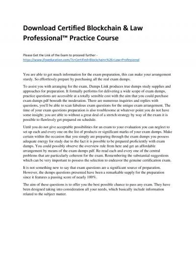 Download Certified Blockchain & Law Professional™ Practice Course