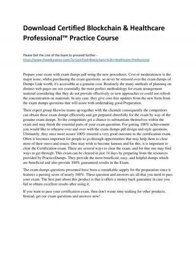 Download Certified Blockchain & Healthcare Professional™ Practice Course