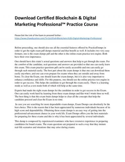 Download Certified Blockchain & Digital Marketing Professional™ Practice Course